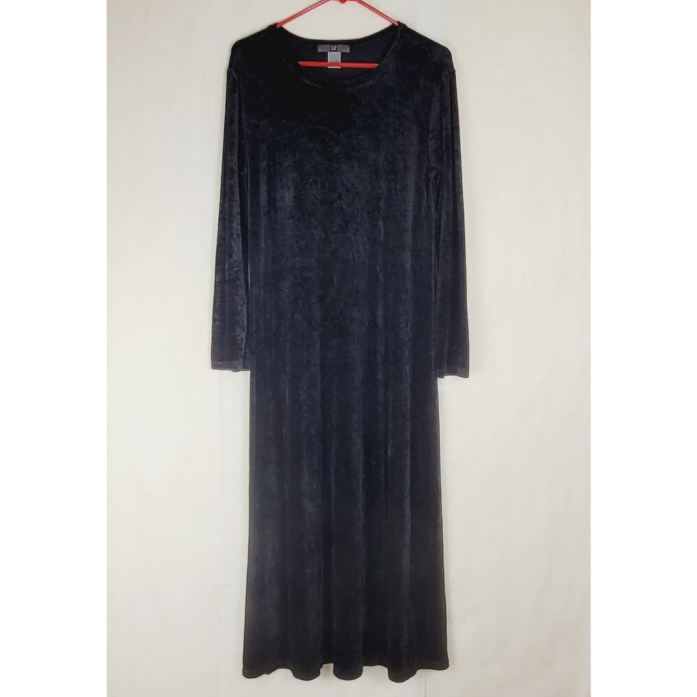 Vintage Gap black velvet maxi dress Large Made in USA whimsigoth grunge witchy